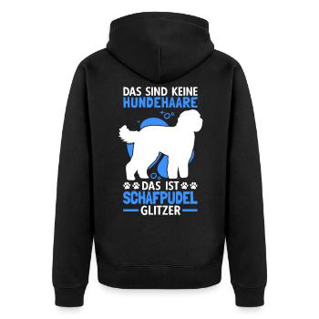 Das ist Schafpudel Glitzer altdeutscher Hütepudel - Unisex Premium Bio Zip Hoodie - Schwarz - Hinten - Nico (187cm)
