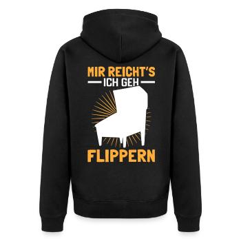 Ich gehe Flippern Flipperautomat Pinball - Unisex Premium Bio Zip Hoodie - Schwarz - Hinten - Nico (187cm)