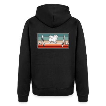 Samojede Herzschlag Schlittenhund Samojedenspitz - Unisex Premium Bio Zip Hoodie - Schwarz - Hinten - Nico (187cm)