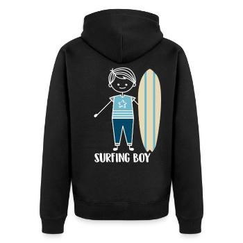 Surfen Wellenreiter Surfer - Unisex Premium Bio Zip Hoodie - Schwarz - Hinten - Nico (187cm)