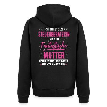 Steuerberaterin Steuer Steuerberatung Beruf Spruch - Unisex Premium Bio Zip Hoodie - Schwarz - Hinten - Nico (187cm)