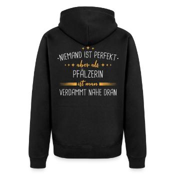 Pfalz Pfälzer Rheinlandpfalz Heimat Spruch - Unisex Premium Bio Zip Hoodie - Schwarz - Hinten - Nico (187cm)