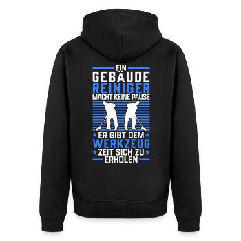 Gebäudereiniger keine Pause Fensterputzer - Unisex Premium Bio Zip Hoodie - Schwarz - Hinten - Nico (187cm)