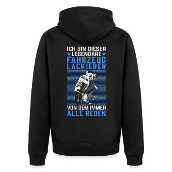 Dieser legendäre Fahrzeuglackierer Lackierer - Unisex Premium Bio Zip Hoodie - Schwarz - Hinten - Nico (187cm)