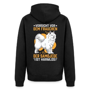 Samojede Frauchen Schlittenhund Samojedenspitz - Unisex Premium Bio Zip Hoodie - Schwarz - Hinten - Nico (187cm)