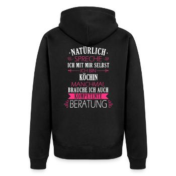 Koch Köchin Chefkoch kochen Küche Beruf Spruch - Unisex Premium Bio Zip Hoodie - Schwarz - Hinten - Nico (187cm)