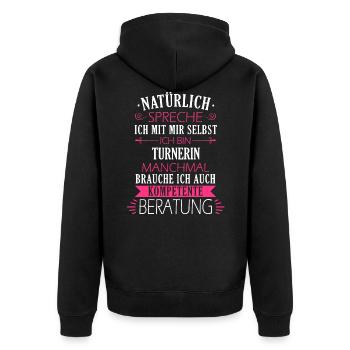 Turnen Turner Bodenturnen Geräteturnen Spruch - Unisex Premium Bio Zip Hoodie - Schwarz - Hinten - Nico (187cm)