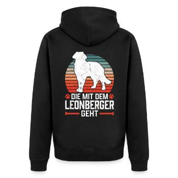 Die mit dem Leonberger geht Leonberg Hund - Unisex Premium Bio Zip Hoodie - Schwarz - Hinten - Nico (187cm)