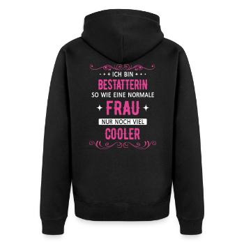 Bestatter Bestatterin Bestatten Beruf Spruch - Unisex Premium Bio Zip Hoodie - Schwarz - Hinten - Nico (187cm)