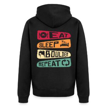 Bouldern - Unisex Premium Bio Zip Hoodie - Schwarz - Hinten - Nico (187cm)