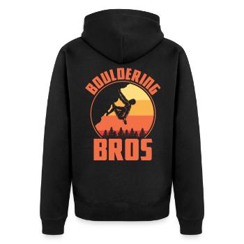 Bouldern - Unisex Premium Bio Zip Hoodie - Schwarz - Hinten - Nico (187cm)