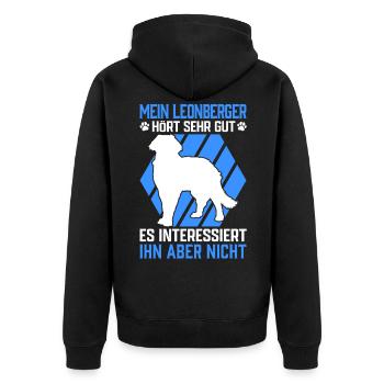 Mein Leonberger hört gut Leonberg Hund - Unisex Premium Bio Zip Hoodie - Schwarz - Hinten - Nico (187cm)