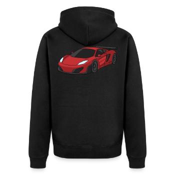 Sportwagen rennen - Unisex Premium Bio Zip Hoodie - Schwarz - Hinten - Nico (187cm)