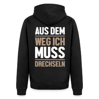 Drechseln Tischler Drechslerei Schreiner Drechsler - Unisex Premium Bio Zip Hoodie - Schwarz - Hinten - Nico (187cm)