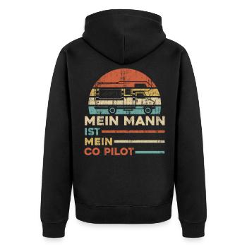 Wohnwagen Wohnmobil Caravan Camper - Unisex Premium Bio Zip Hoodie - Schwarz - Hinten - Nico (187cm)
