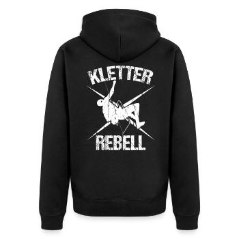 Klettern Bergsport Kletterer - Unisex Premium Bio Zip Hoodie - Schwarz - Hinten - Nico (187cm)