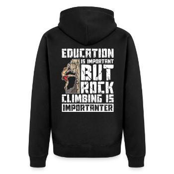 Klettern Bergsport Kletterer - Unisex Premium Bio Zip Hoodie - Schwarz - Hinten - Nico (187cm)