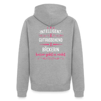 Bäcker Bäckerin Bäckerei Beruf Spruch - Unisex Premium Bio Zip Hoodie - Grau meliert - Hinten - Nico (187cm)