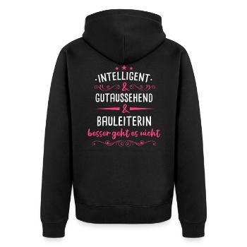 Bauleiter Bauleiterin Bauarbeiter Beruf Spruch - Unisex Premium Bio Zip Hoodie - Schwarz - Hinten - Nico (187cm)