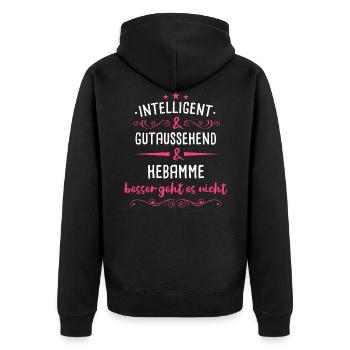 Hebamme Hebammen Entbindungspflegerin Beruf Spruch - Unisex Premium Bio Zip Hoodie - Schwarz - Hinten - Nico (187cm)