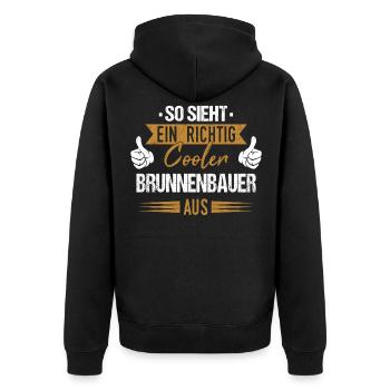 Brunnenbauer Brunnenbau Bauarbeiter Beruf Spruch - Unisex Premium Bio Zip Hoodie - Schwarz - Hinten - Nico (187cm)