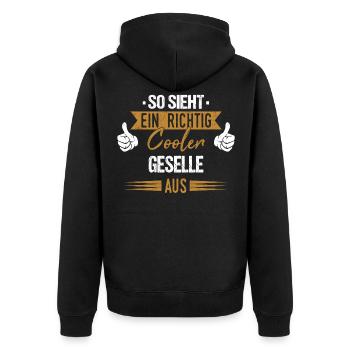 Geselle Gesellenprüfung Gesellen Beruf Spruch - Unisex Premium Bio Zip Hoodie - Schwarz - Hinten - Nico (187cm)
