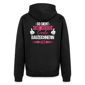 Bauzeichnerin Konstruktionszeichnerin Beruf Spruch - Unisex Premium Bio Zip Hoodie - Schwarz - Hinten - Nico (187cm)