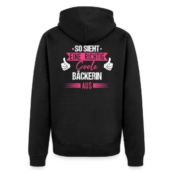 Bäcker Bäckerin Bäckerei Beruf Spruch - Unisex Premium Bio Zip Hoodie - Schwarz - Hinten - Nico (187cm)