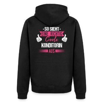 Konditorin Konditorei Kuchen Torte Beruf Spruch - Unisex Premium Bio Zip Hoodie - Schwarz - Hinten - Nico (187cm)