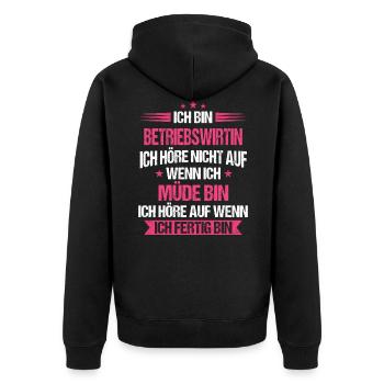 Betriebswirtin Kauffrau BWL Beruf Arbeit Spruch - Unisex Premium Bio Zip Hoodie - Schwarz - Hinten - Nico (187cm)