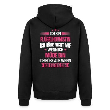 Flügelhornistin Flügelhorn Horn Instrument Spruch - Unisex Premium Bio Zip Hoodie - Schwarz - Hinten - Nico (187cm)