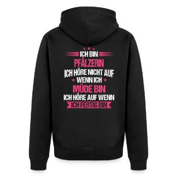Pfalz Pfälzer Rheinlandpfalz Heimat Spruch - Unisex Premium Bio Zip Hoodie - Schwarz - Hinten - Nico (187cm)