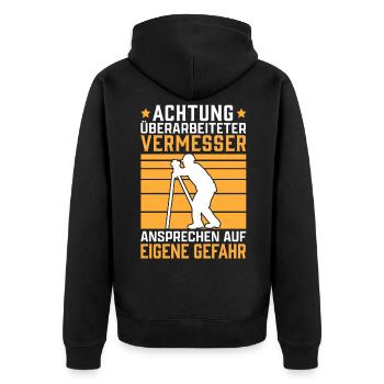Überarbeiteter Vermessungstechniker Vermesser - Unisex Premium Bio Zip Hoodie - Schwarz - Hinten - Nico (187cm)