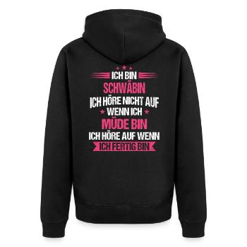 Schwaben Schwabe Schwaben Oberschwaben - Unisex Premium Bio Zip Hoodie - Schwarz - Hinten - Nico (187cm)