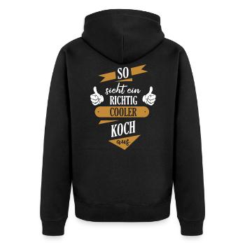 Koch Köche Chefkoch kochen Küche Beruf Spruch - Unisex Premium Bio Zip Hoodie - Schwarz - Hinten - Nico (187cm)