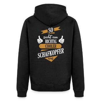 Schafkopfen Schafkopf Kartenspiel Spruch - Unisex Premium Bio Zip Hoodie - Schwarz - Hinten - Nico (187cm)