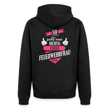 Feuerwehrfrau Feuerwehr Notruf 112 Beruf Spruch - Unisex Premium Bio Zip Hoodie - Schwarz - Hinten - Nico (187cm)