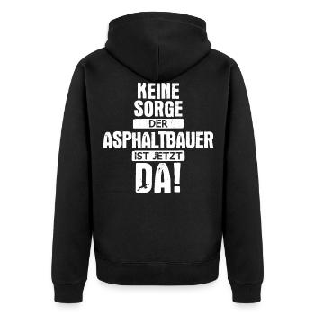 Asphaltbauer Bauarbeiter Straßenbauer Beruf Spruch - Unisex Premium Bio Zip Hoodie - Schwarz - Hinten - Nico (187cm)