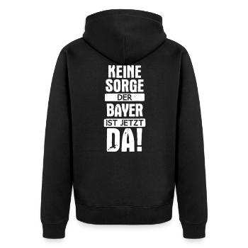 Bayern bayrisch Bayer Deutschland Heimat Spruch - Unisex Premium Bio Zip Hoodie - Schwarz - Hinten - Nico (187cm)