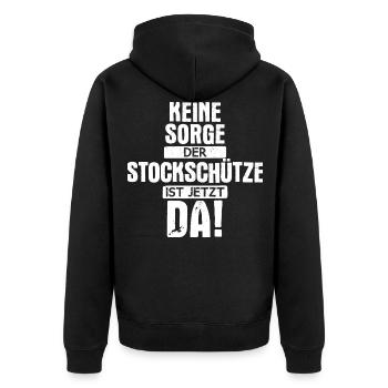 Stockschießen Eisstockschießen Eisstock Spruch - Unisex Premium Bio Zip Hoodie - Schwarz - Hinten - Nico (187cm)