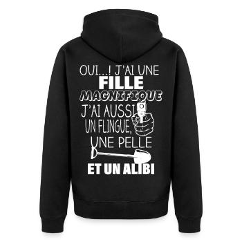 J'ai une fille - Veste à capuche bio Premium Unisexe - noir - Dos - Nico (187cm)