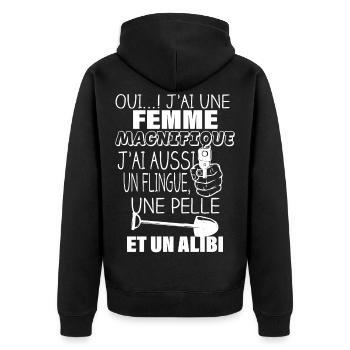 J'ai une femme - Veste à capuche bio Premium Unisexe - noir - Dos - Nico (187cm)