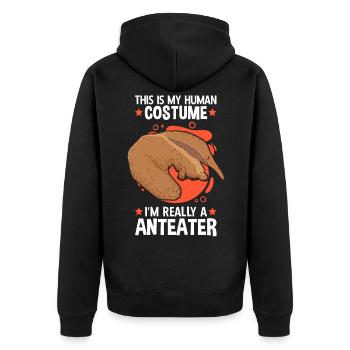 Ameisenbär Kostüm Ameisenfresser Ameisenbär - Unisex Premium Bio Zip Hoodie - Schwarz - Hinten - Nico (187cm)