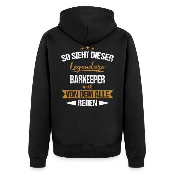 Barkeeper Kellner Barmann Alkohol Cocktail Spruch - Unisex Premium Bio Zip Hoodie - Schwarz - Hinten - Nico (187cm)