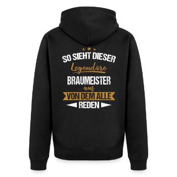 Braumeister Brauerei Bier Beruf Spruch - Unisex Premium Bio Zip Hoodie - Schwarz - Hinten - Nico (187cm)