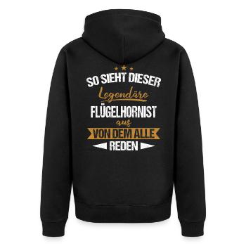 Flügelhornist Flügelhorn Horn Instrument Spruch - Unisex Premium Bio Zip Hoodie - Schwarz - Hinten - Nico (187cm)