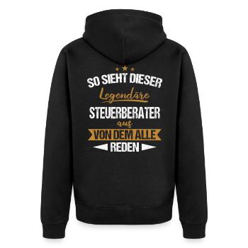 Steuerberater Steuer Steuerberatung Beruf Spruch - Unisex Premium Bio Zip Hoodie - Schwarz - Hinten - Nico (187cm)