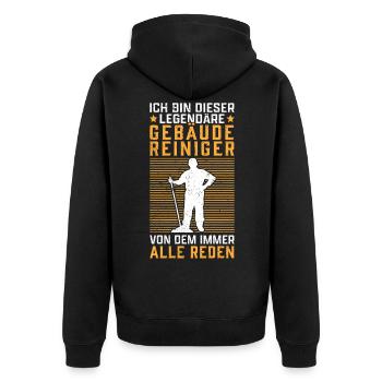 Legendärer Gebäudereiniger Fensterputzer - Unisex Premium Bio Zip Hoodie - Schwarz - Hinten - Nico (187cm)