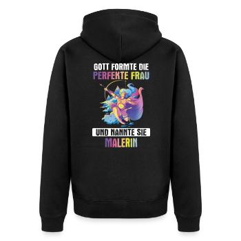 Maler Malermeister malen Lackierer Beruf Spruch - Unisex Premium Bio Zip Hoodie - Schwarz - Hinten - Nico (187cm)