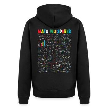 Math Whisperer - Unisex Premium Bio Zip Hoodie - Schwarz - Hinten - Nico (187cm)